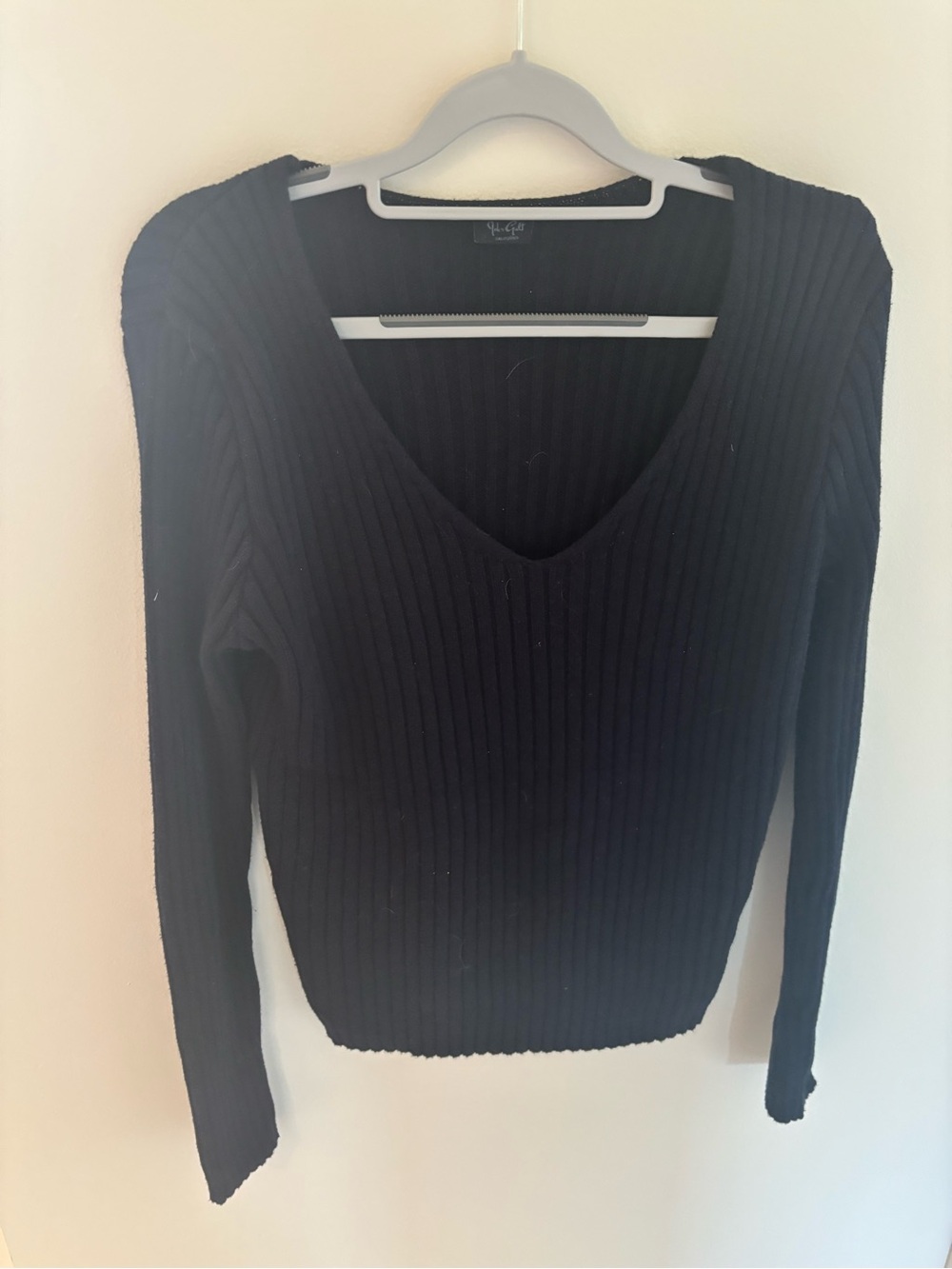 Brandy Melville John Galt navy v neck ribbed sweater - one size